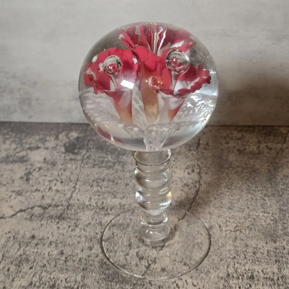 Footed Floral Paperweight on Pedestol 7